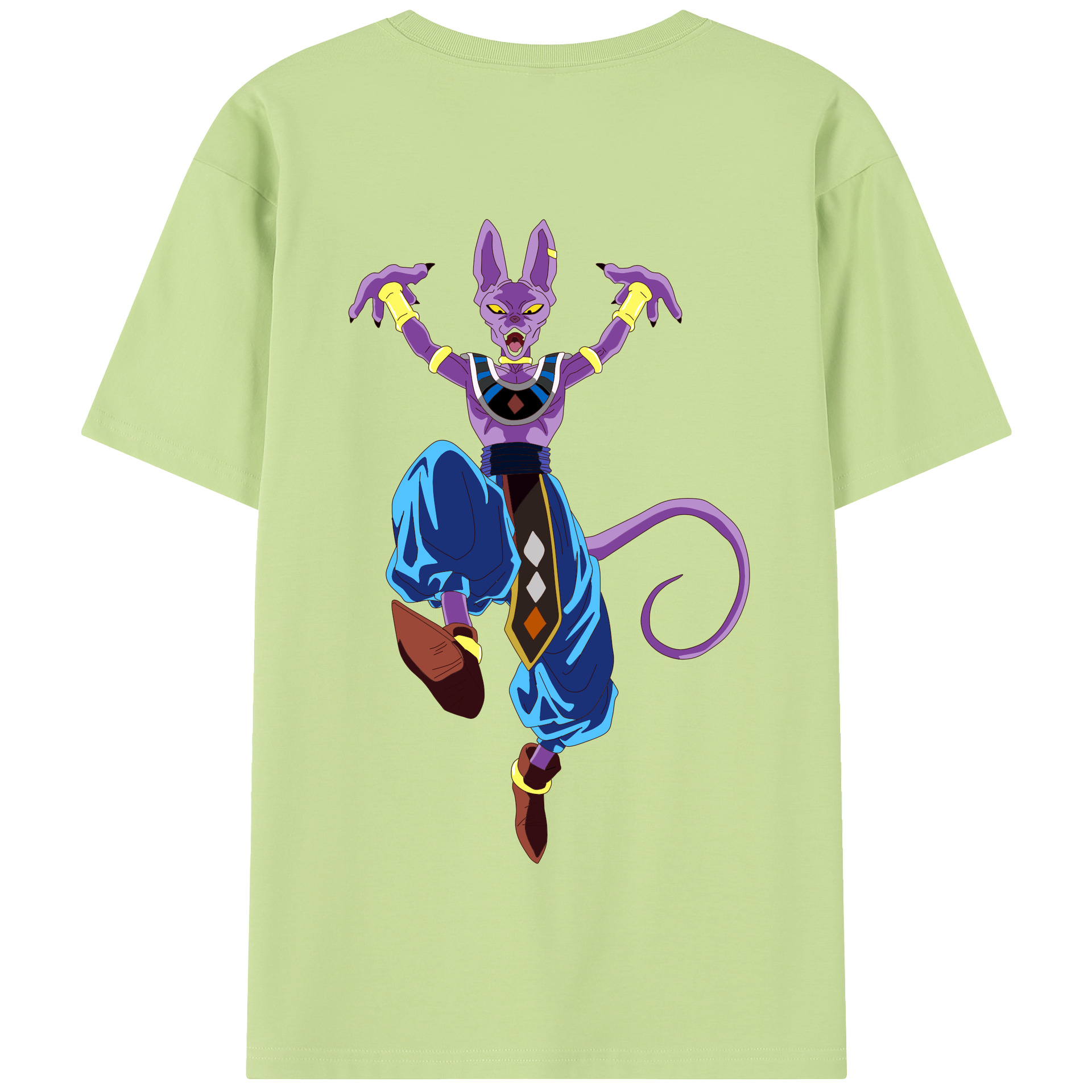 （画像用） ドラゴンボール ビルス 破壊神ビルス DRAGON BALL Beerus Birusu 綿100％半袖Tシャツ（背面プリント）